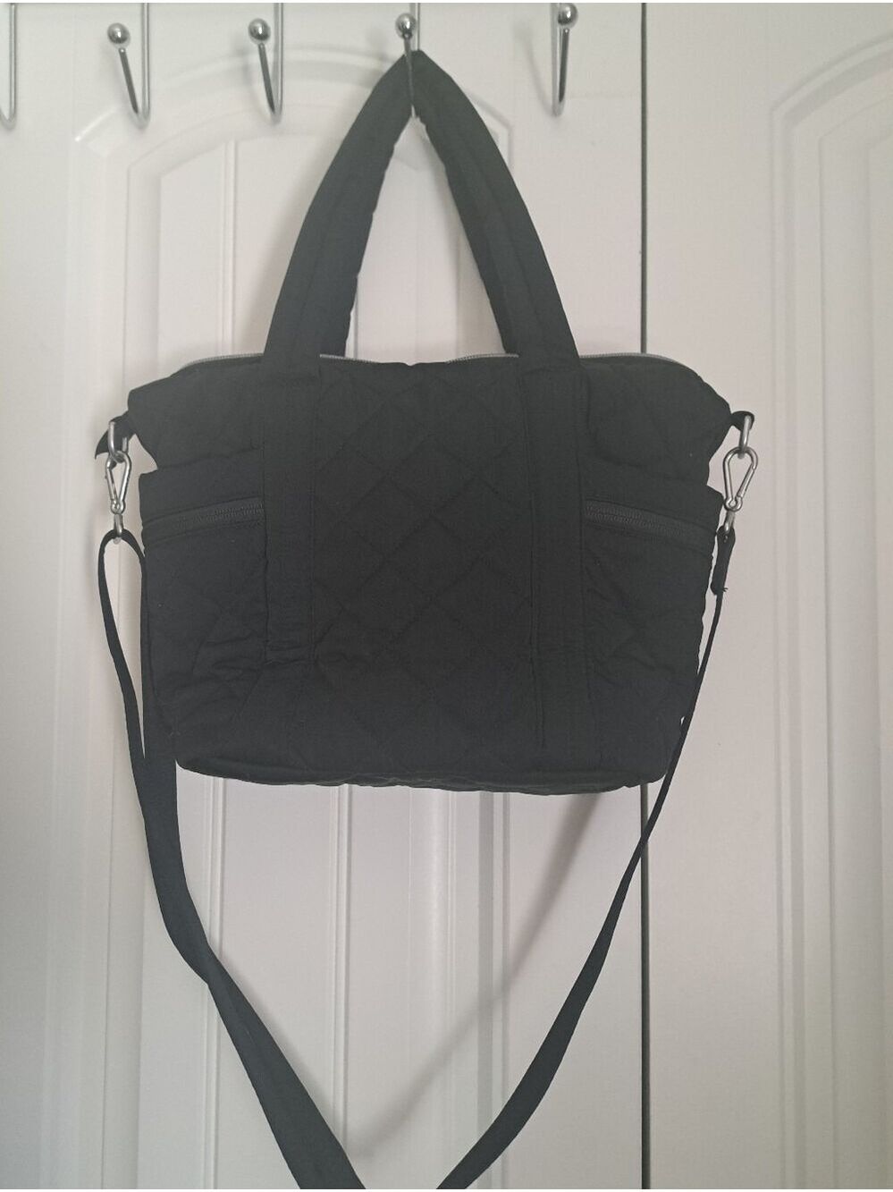 VERA BRADLEY quilted multi strap purse crossbody black tote floral lining travel - Picture 2 of 10
